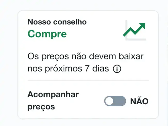 printscreen da tela de resultados de pesquisa de voos do kayak