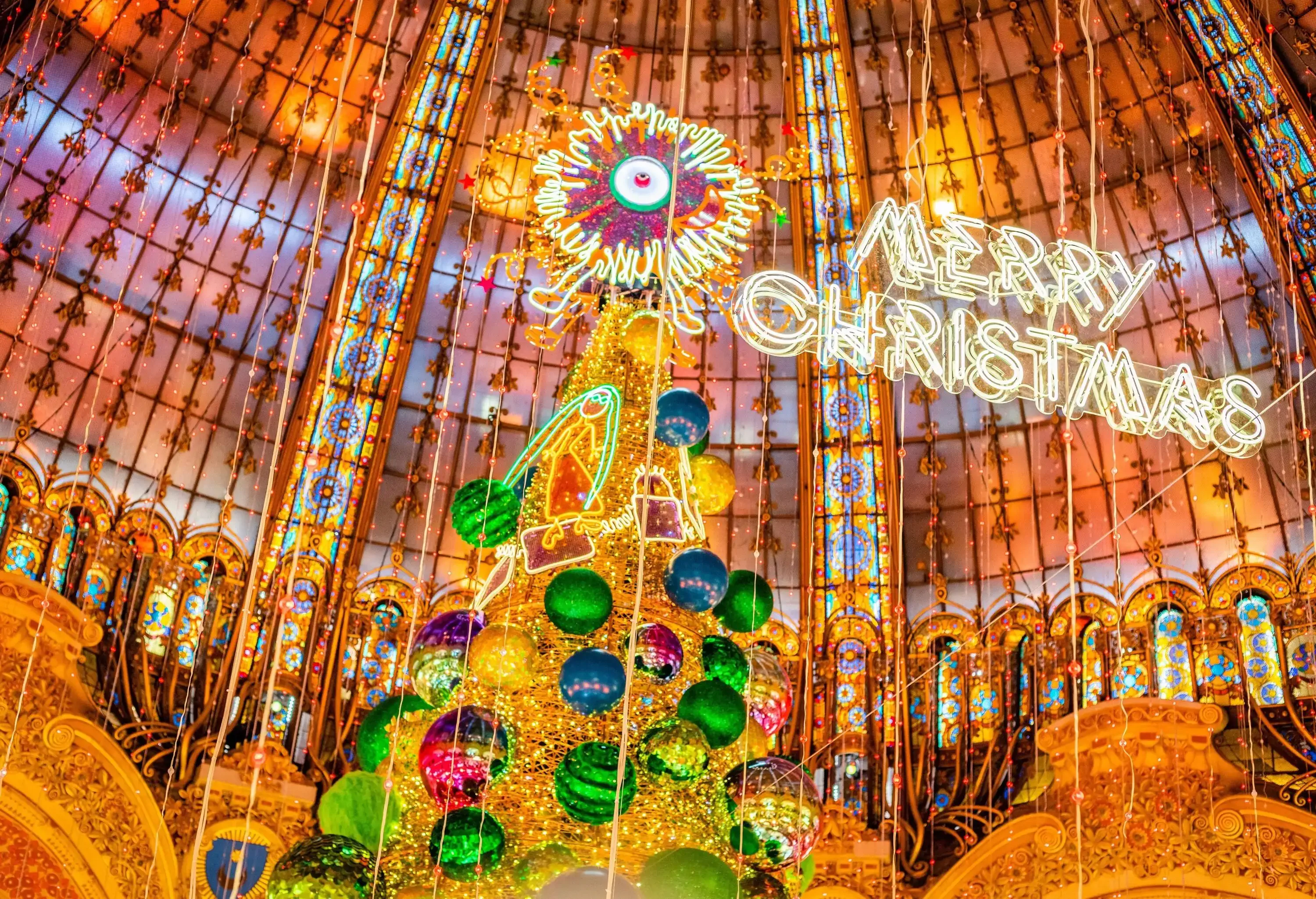 A shopping mall in Paris during christmas
