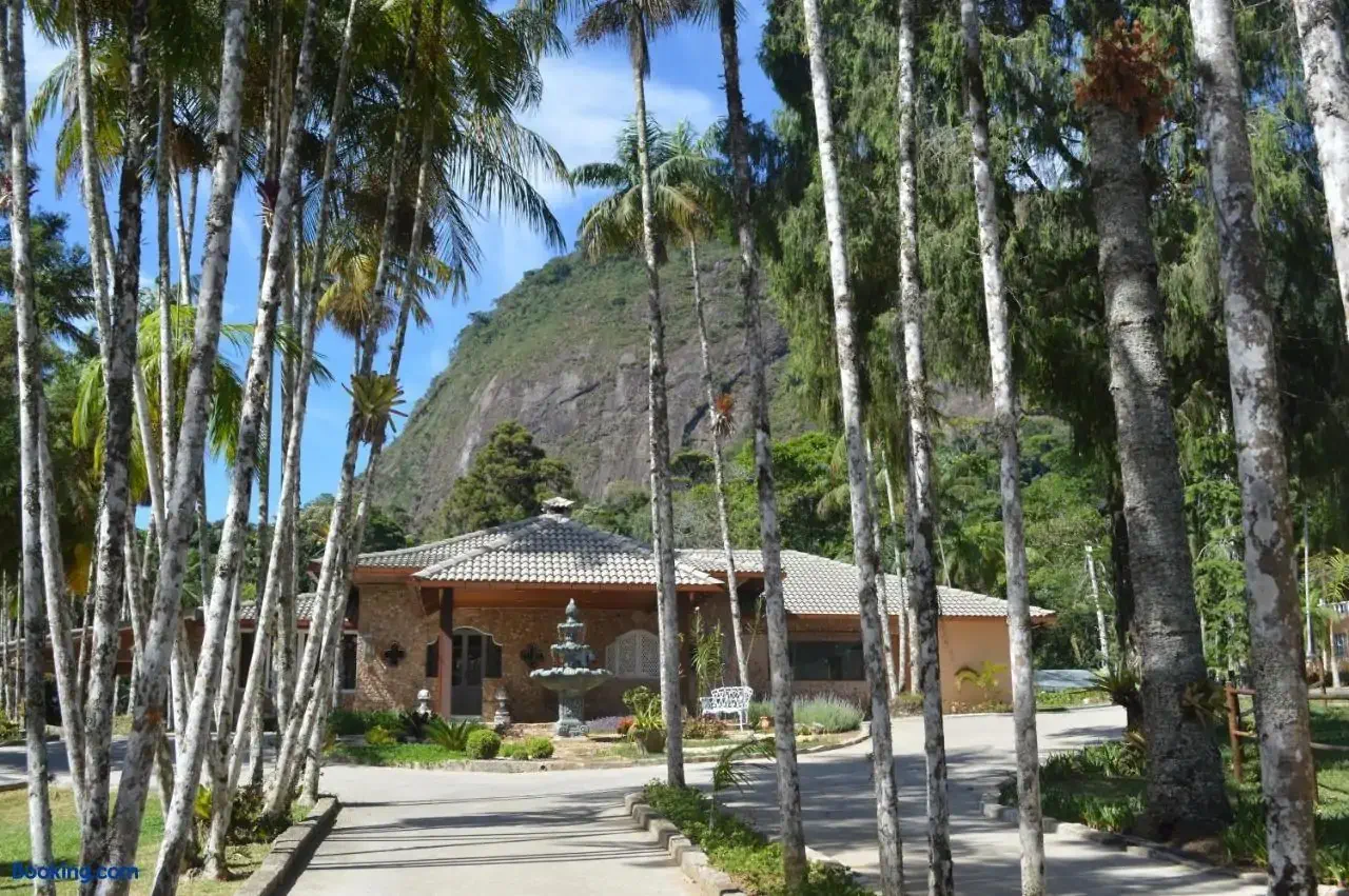 A hotel surrounded by palm trees