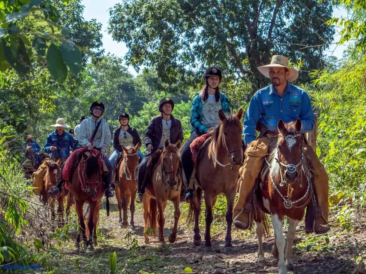 Group of people doing horseback riding excursion